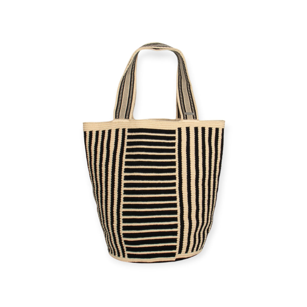 Stripe oval tote  Black – Guajii Design