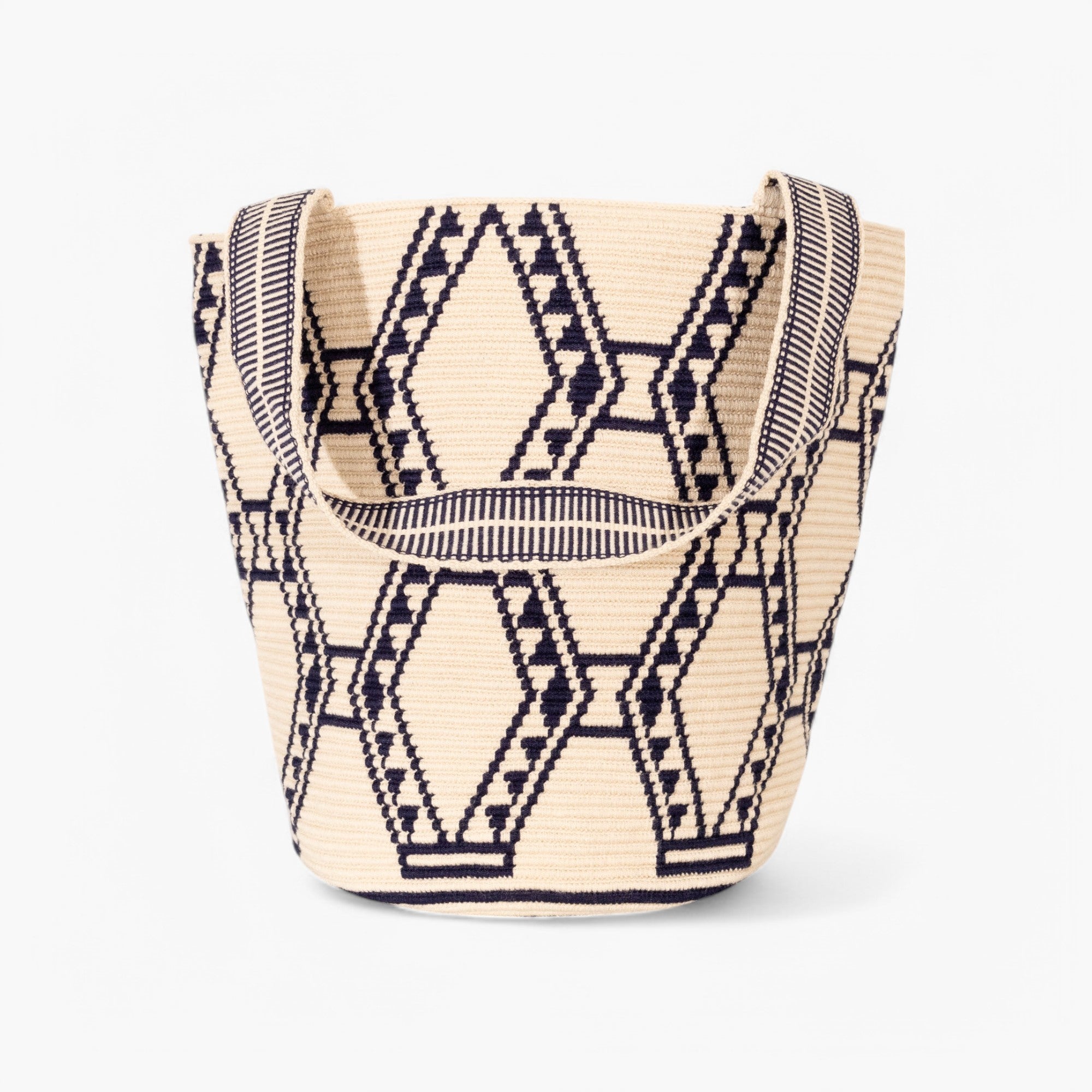 Geometric round tote L | Black