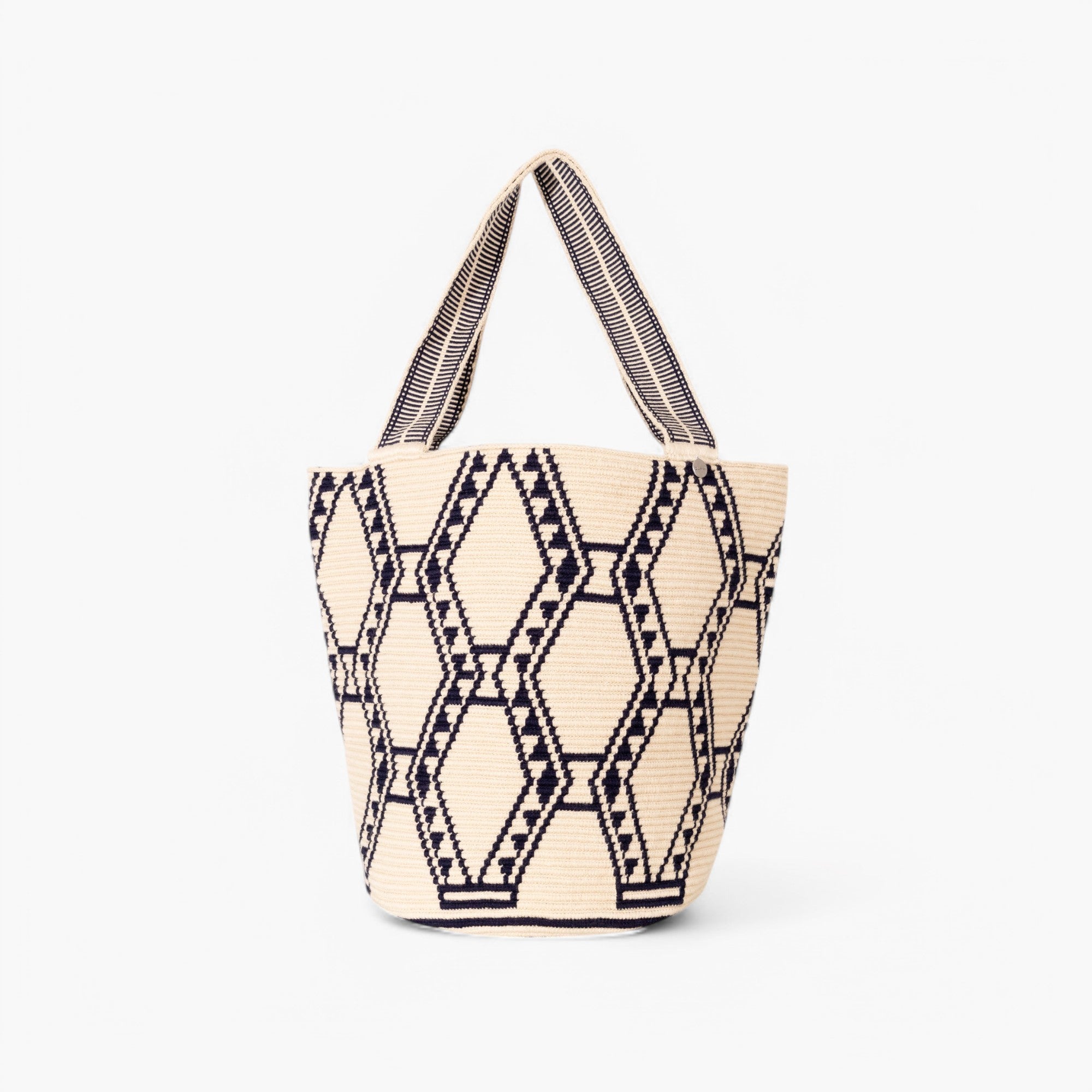 Geometric round tote L | Black