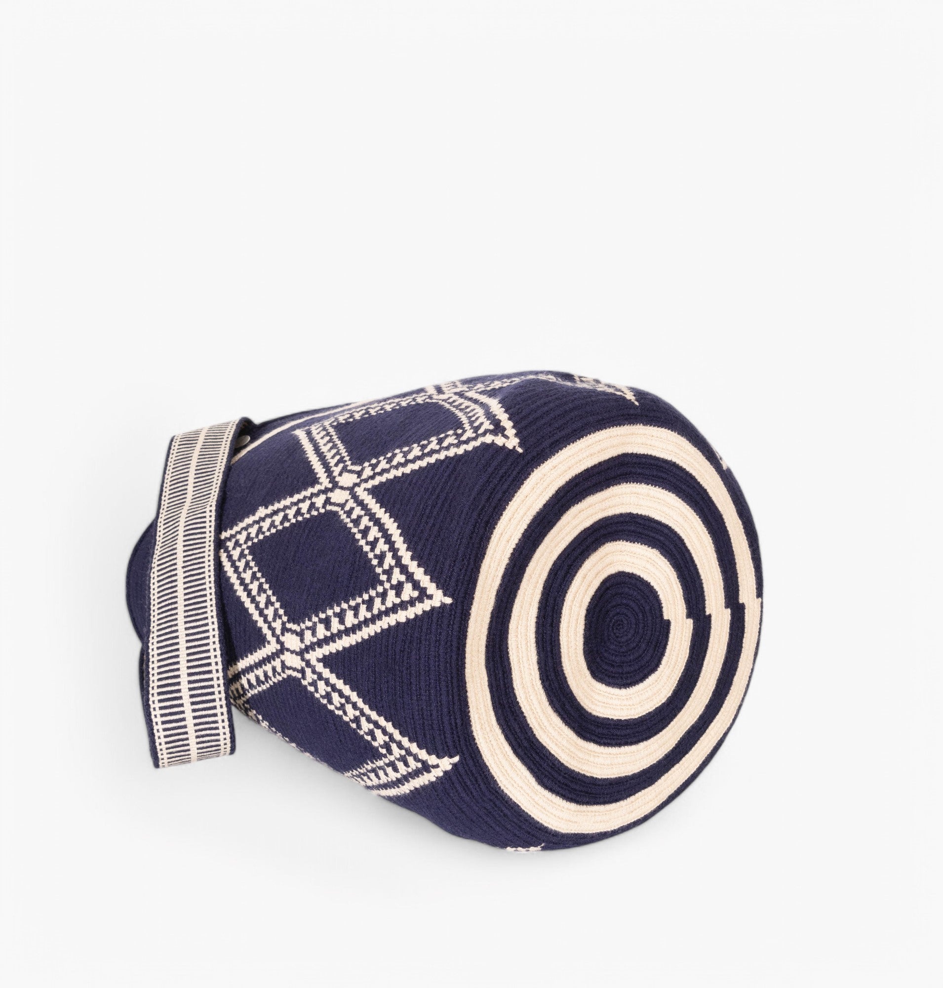 Geometric round tote L | Navy