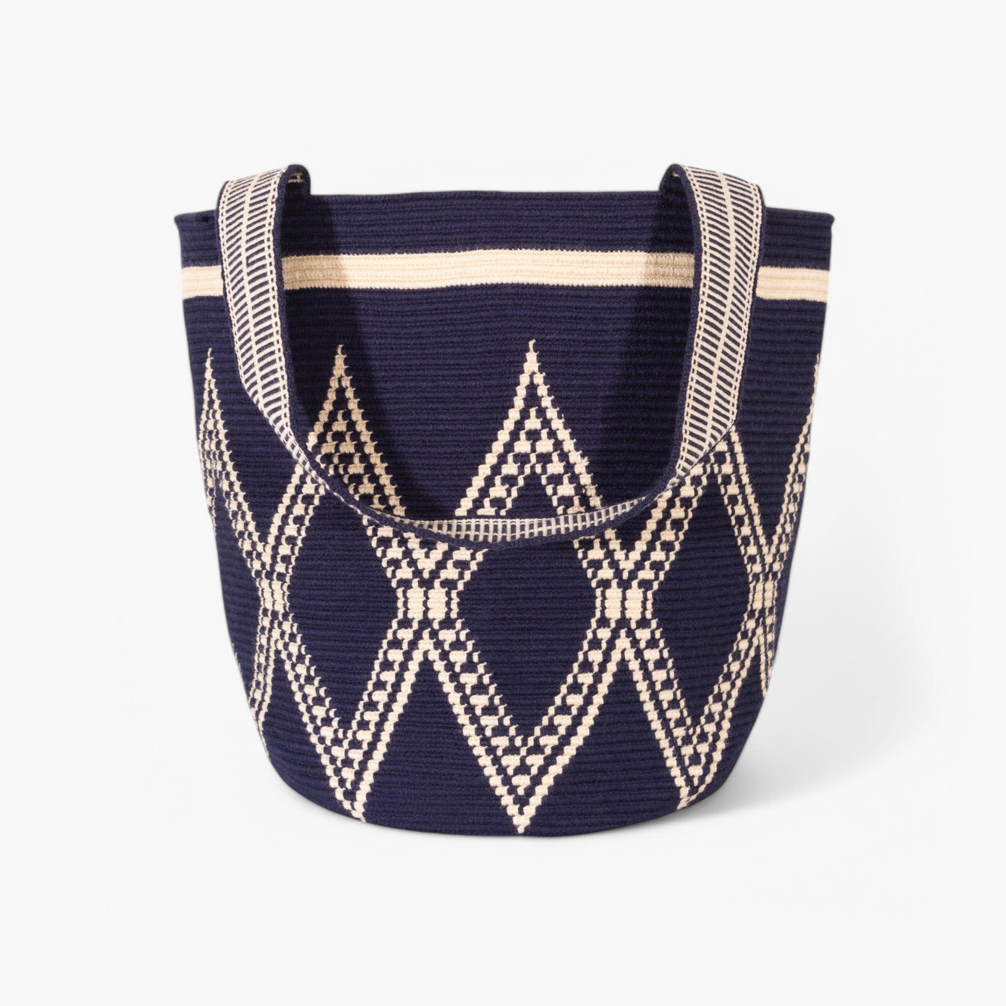 Geometric round tote L | Navy