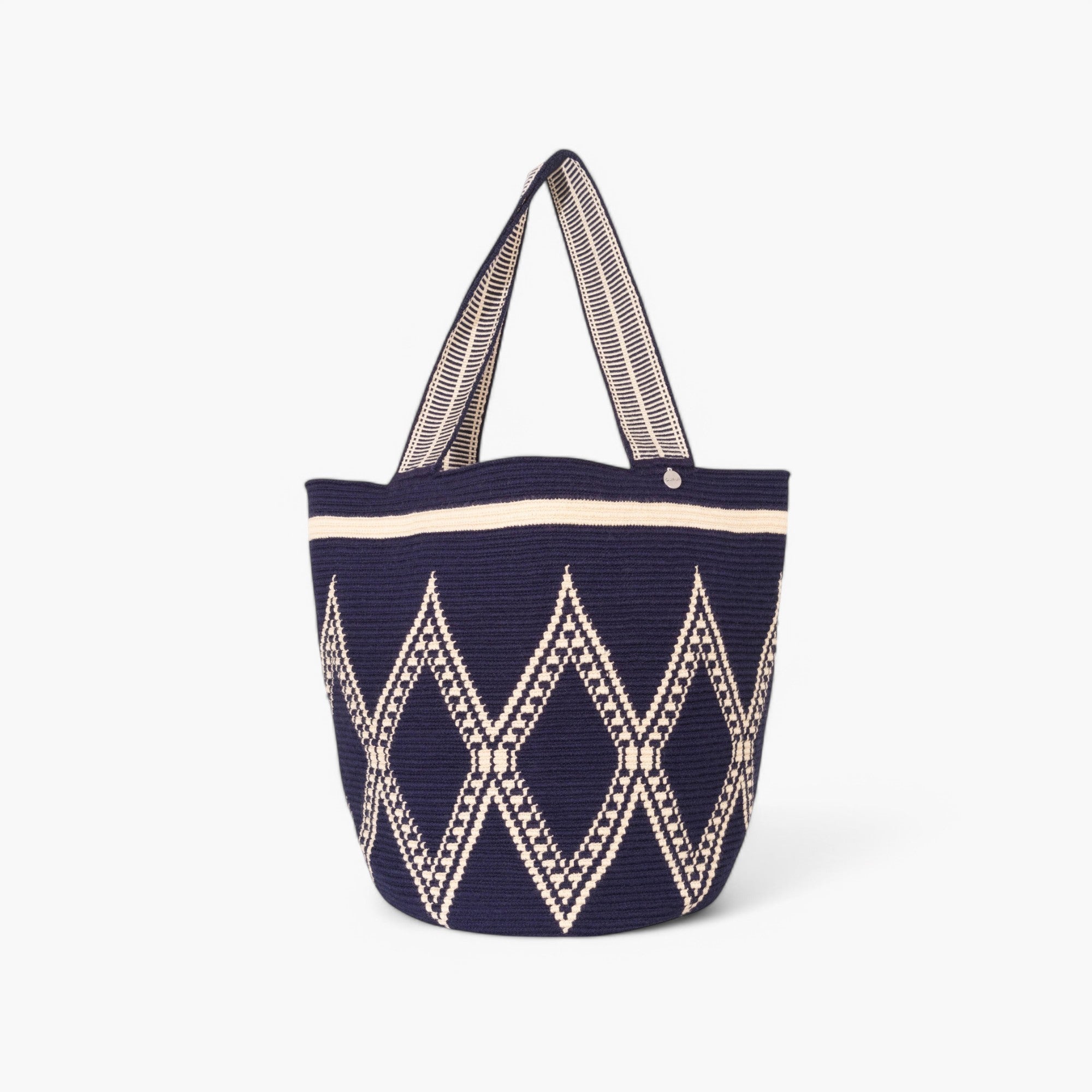 Bolso tote geométrico redondo L | Azul marino