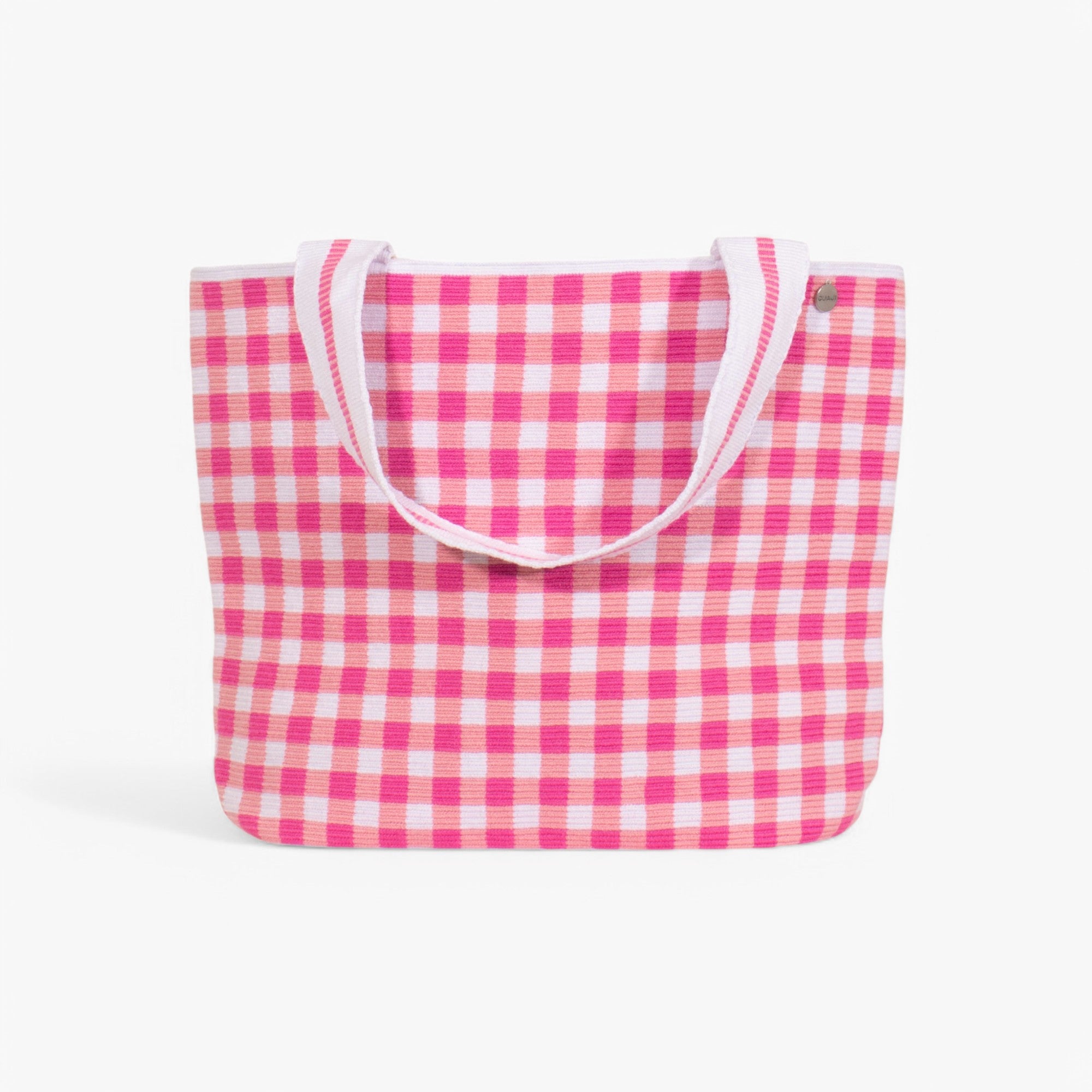 Gingham oval tote | Bubblegum