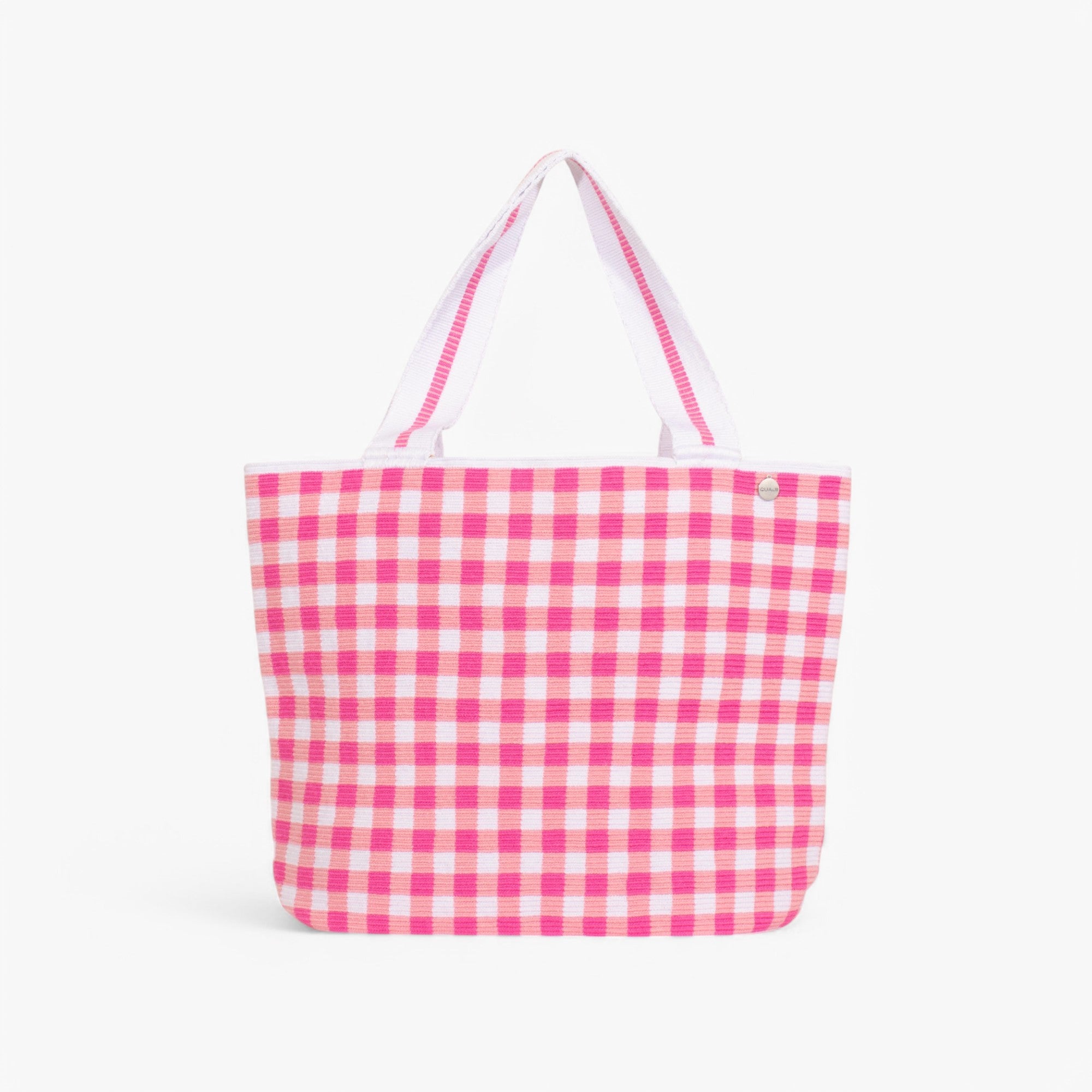 Gingham oval tote | Bubblegum