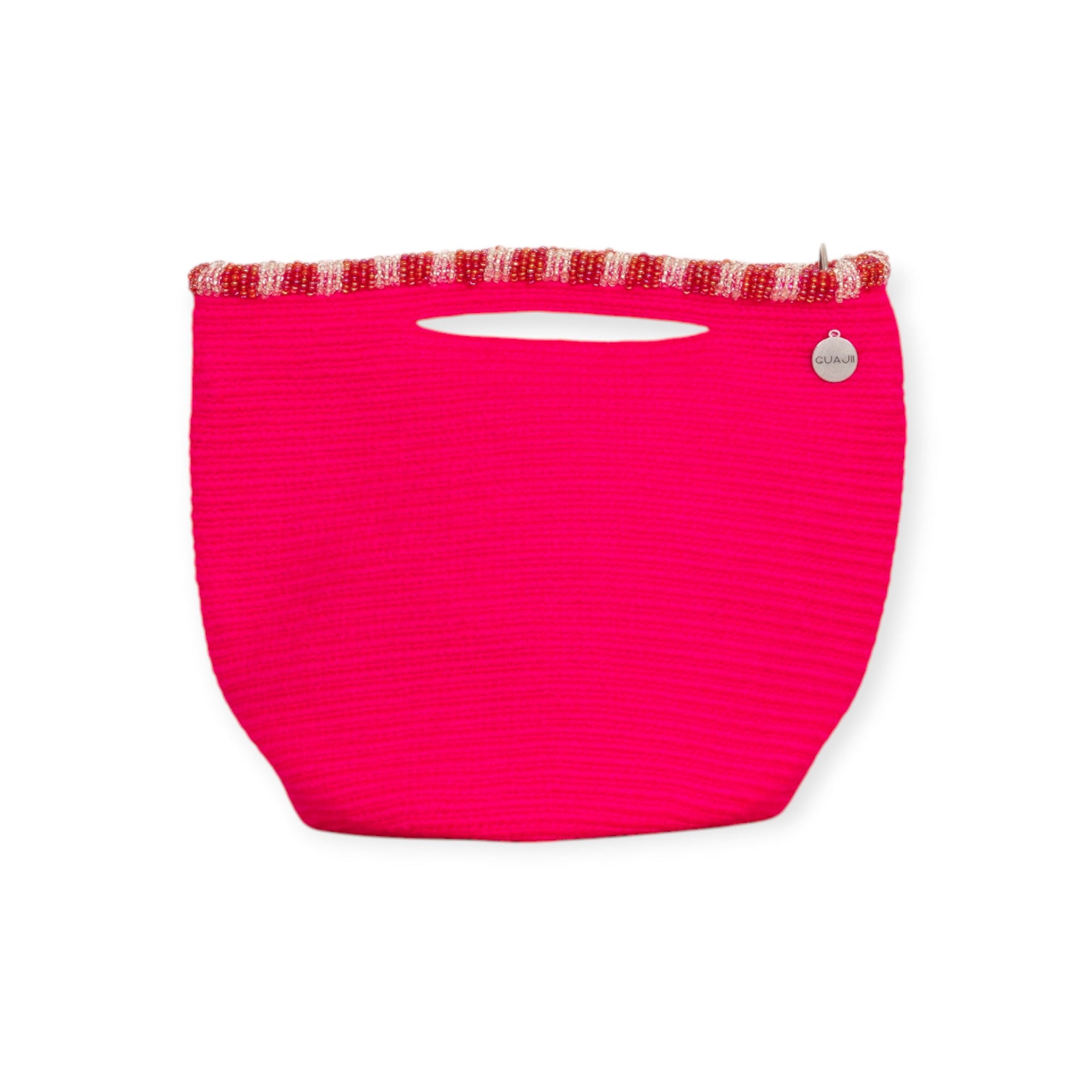 Bolso liso con asa superior adornado con cuentas | Magenta