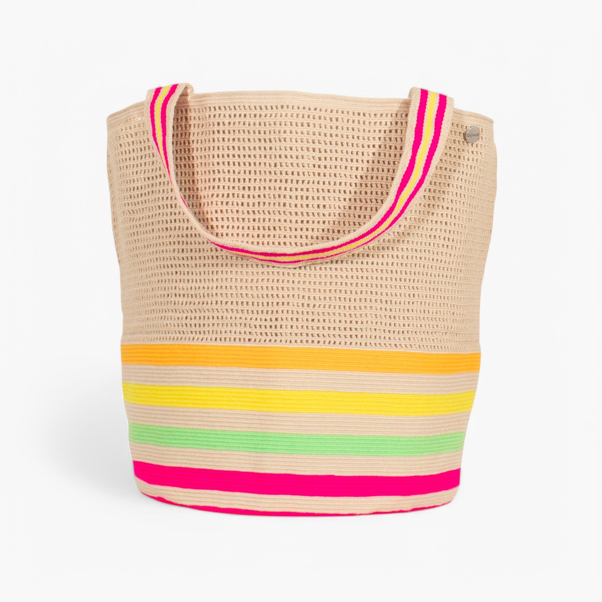 Striped net round tote bag XL | Tutti frutti