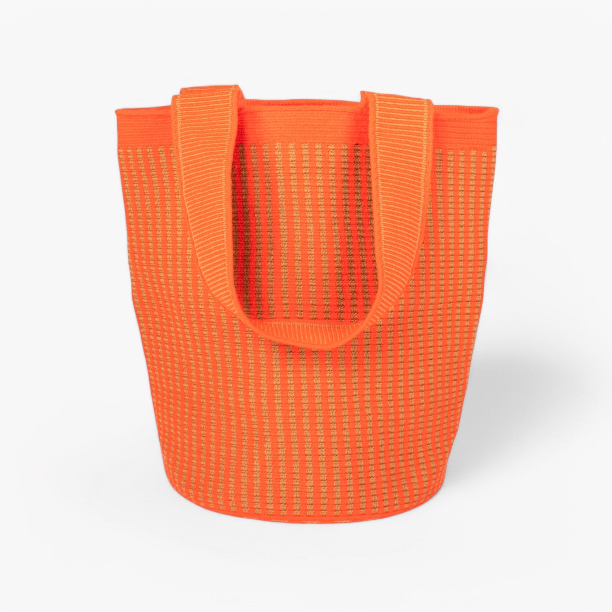 Striped round tote M | Tangerine