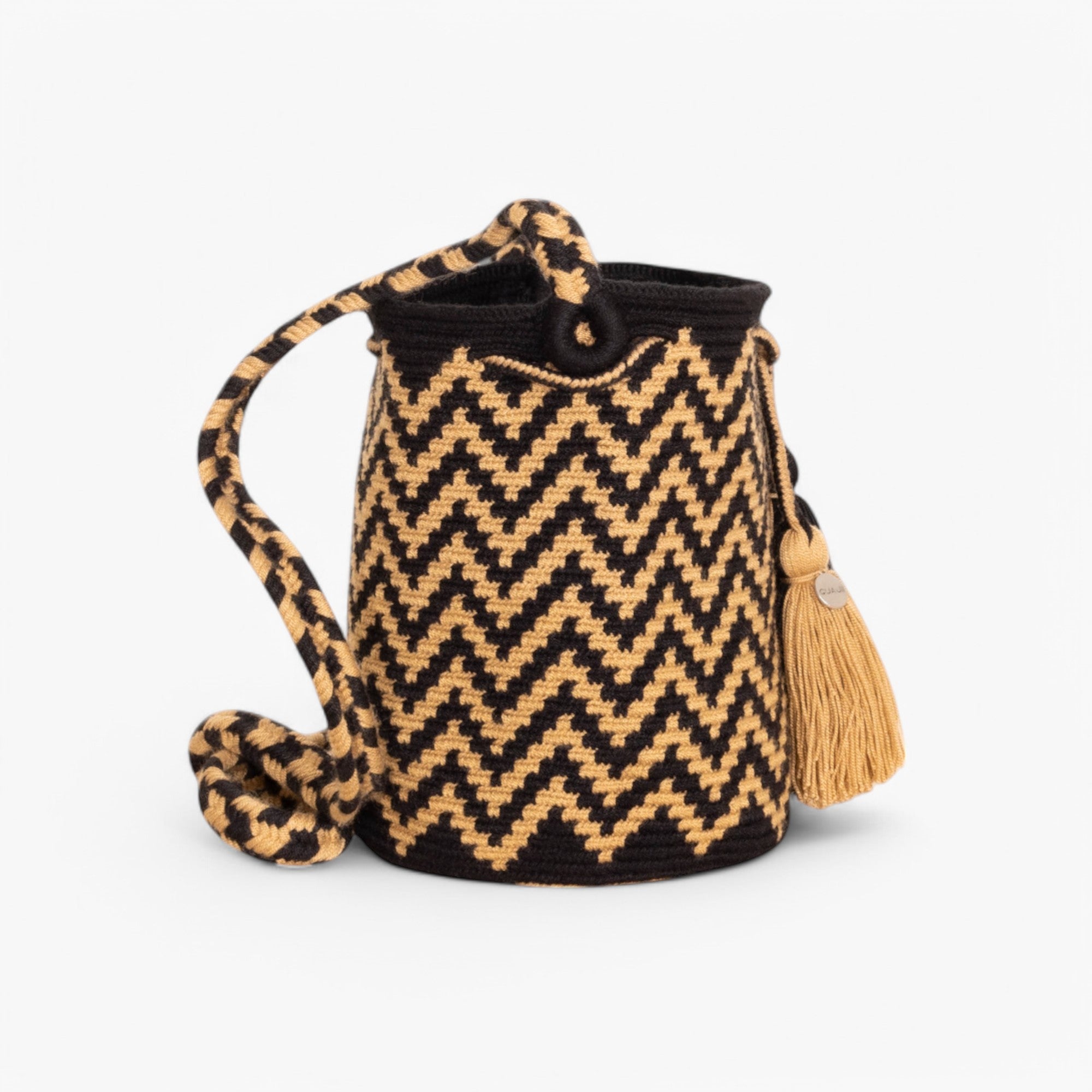 Bolso bandolera en zigzag M | Negro