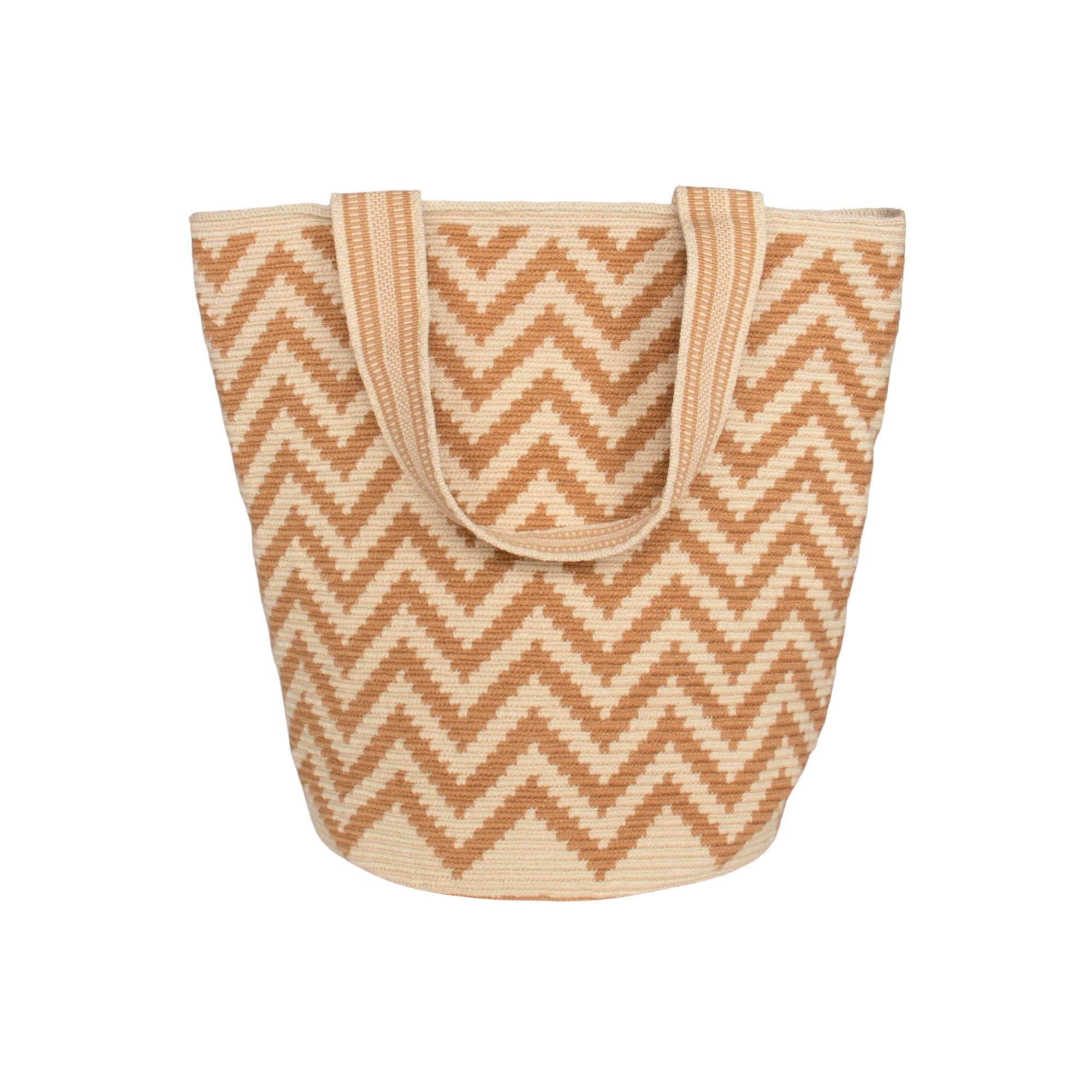 Bolso de mano redondo en zigzag M | Almendra